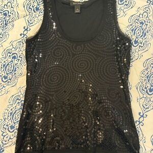 White House Black Market Swirl Sequin Tank Top